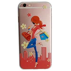 Let it be Free Colorful Square Rhombus Clear Edge TPU Soft Case Rubber Silicone Skin Cover for iphone 6/iphone 6S 4.7 Inch (Not for iphone6 Plus) (Shopping Girl) by Let it be Free