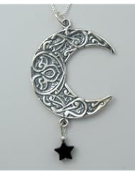 A Captivating Moon with Celtic Knot Design Pendant in Sterling Silver Made in America