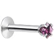 16 Gauge Purple 2mm Square Gem Internally Threaded Labret Monroe Tragus