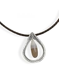 MMA Silver - 18 inch Leather Necklace with Faceted Quartz Drop