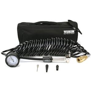 Viair Coil Hose 5 in 1 Deflator Inflator 25 Ft. Inside Braided Coil Hose 60 psi Inline Gauge by 