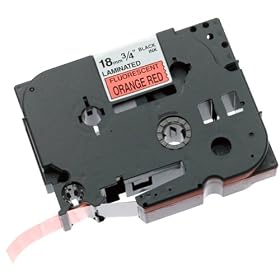Brother 3/4 Inch x 26.2 Feet Black on Fluorescent Orange Labeling Tape for P-Touch (TZB41)