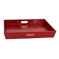 Square Faux-Leather Tray - Red