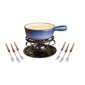 Swissmar 9-Piece Lugano Cheese Fondue, Blue by Swissmar