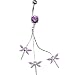 Dark Amethyst Cubic Zirconia Mini Dragonfly Drop Belly Ring