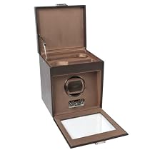Wolf Designs Brown Single Watch Rotator With Storage Compartment #4501-517