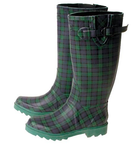 County Wellingtons Green Tartan - Size 7