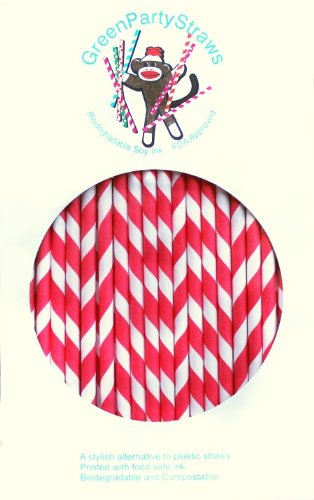 Paper Straws Box of 144 Red Stripe