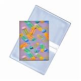 Lenticular Business Card Holder with two pockets: Size 3x4-1/4 closed, , Yellow, Green, Blue, Red