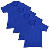 Quail Hollow 4 Pack of Royal Blue Short Sleeve Pique Polo School Uniform Shirts