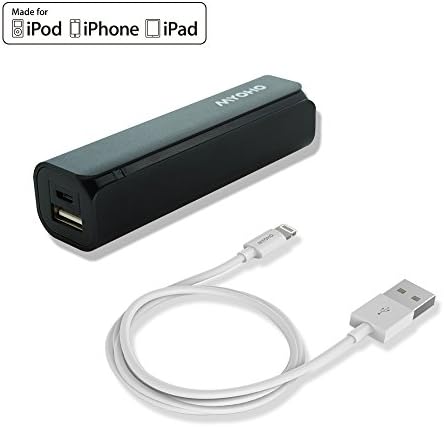 [Apple MFi Certified] MYOHO High Capacity 3200mAh Ultra-Compact Portable Power Bank + Lightning to USB Charge &amp; Sync Cable. Premium Quality, Lightweight and Elegant. TWELVE MONTH warranty!