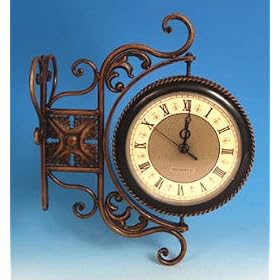 Railroad Train Station metal dual sided wall CLOCK Home Decor