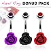 Belly Bars - Pierced & Modified - Body Jewellery - 3 x Rose Navel Bars Value Pack