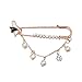 Maikun Dimante Pearl Golden Plated Pin Brooch Broach Breastpin Dress Brooch Pin Clip