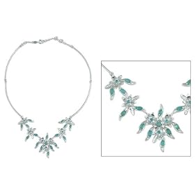 Chrysoprase necklace, 'Forest' 2" W 16" L by 