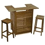 Eden Kapur Wood Outdoor Bar Set with Bar Stools - For Outdoor or Indoor use! by Ewins