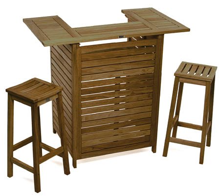 Eden Kapur Wood Outdoor Bar Set with Bar Stools - For Outdoor or Indoor use!