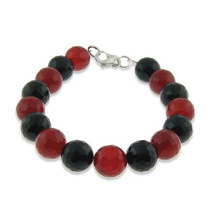 Eve's Addiction Onyx & Carnelian Bead Bracelet - Clearance Final Sale