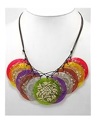 Flower Cotton Waxed Thread Dyed Mother of Pearls Necklace