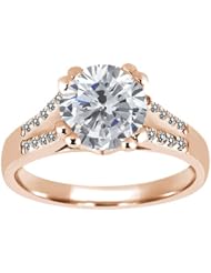 1.20 Ct Round H/I Diamond White Sapphire 14K Rose Gold Ring