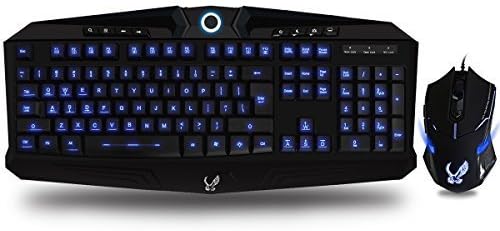 E ELEMENT Ergonomic Waterproof 7 Colors LED Illuminated Backlight Multimedia Wired Gaming Keyboard and Mouse Combo