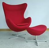 Arne Jacobsen Egg Chair and Ottoman - Red 100% Wool