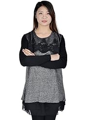 Long Sleeves Winter Chiffon/Tweed  Lace Mini Dress  With Ruffles