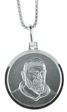 Sterling Silver St. Padre Pio Medal 3/4 (18 mm) Round.