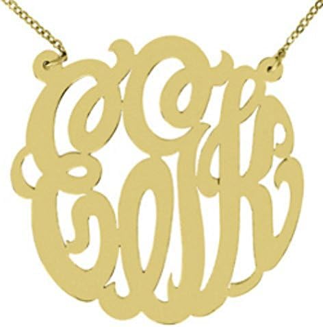 monogram Necklace Personalized 50mm Sterling Silver or Gold Plated Silver Super Large