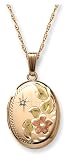 14k Gold Filled Flower Oval w/ Diamond Accent, 18