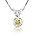 14k White Gold Solitaire Yellow Orange Diamond Pendant Necklace - 0.20 carat