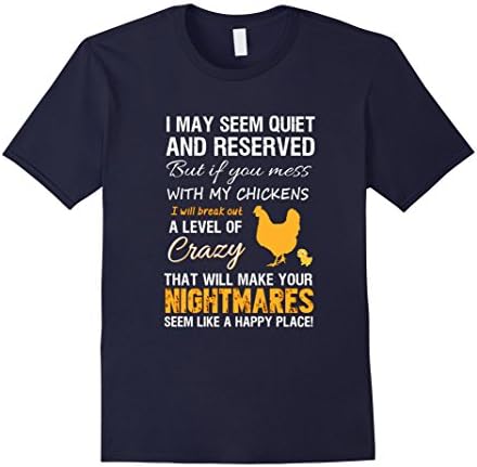 Men's Crazy / Funny Chicken Farmer's T-shirt XL Navy