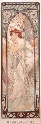 (12x36) Alphonse Mucha (Reverie du Soir, Evening) Art Poster Print