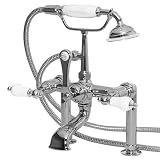 American Bath Factory F1-1116-CH-F9-9200-PL-CH F1-1116 Deck Mount Bathtub Faucet, Porcelain Lever Ha