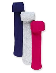 3 Pairs of Pure Cotton Cable Knit Tights