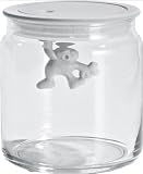 A Di Alessi Glass Gianni Jar A Little Man Holding On Tight Small Kitchen Box with Hermetic Lid in Thermoplastic Resin, White: small garden storage box
