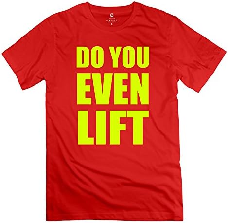 Serlina Men's Do Even Lift Cotton O Neck Short Sleeve T-Shirt Tee Red M