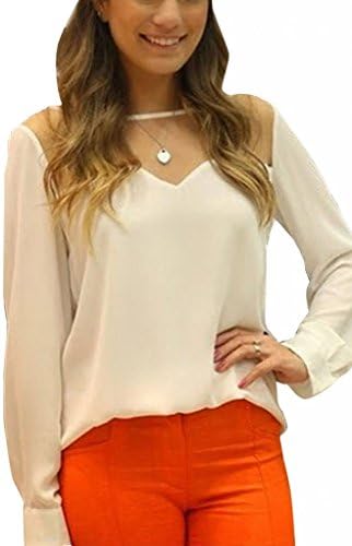 Women Ladies Long Sleeve backless Embroidered Chiffon Casual Loose Tops Blouse Shirt