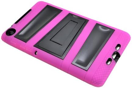 Microseven® Heavy Duty Rugged Armor Kickstand Dual Layer Case Cover for Google Asus Nexus 7" II 2013 2nd Generation Tablet with Microseven® Packaging (Pink/Black)