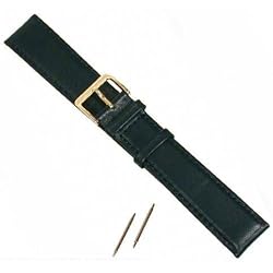 Black Geniune Calf Leather Extra Long Watch Band 20mm