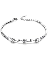 Honeystore Girls Swiss Diamond 925 Sterling Silver Bracelet Color White Length 8 inch
