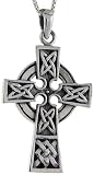 Sterling Silver Celtic Cross Pendant, 1 5/8 in. (41mm) tall