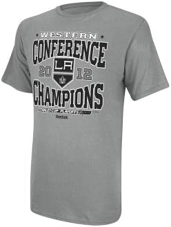 Sports Licensed Division Reebok Senior Conference Championship Short Sleeve Hockey Shirt - Los Angeles Kings - Gray - Small
