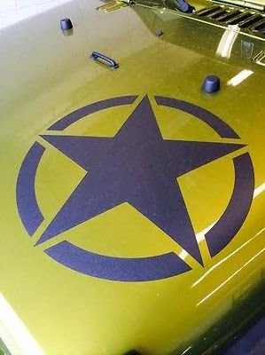 Army Star Wrangler Hood Decal Vinyl : Rubicon, sport, sahara (YJ, TJ and JK)