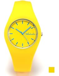 Anladia Yellow Thin Jelly Style Mens Womens Unisex Analogue Sport Quartz Watch + Gift Box US Stock
