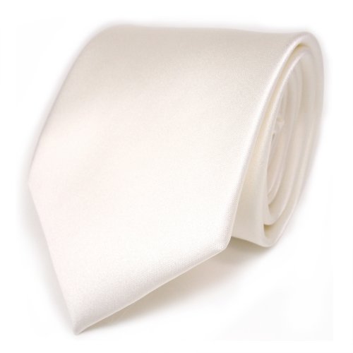 Designer Satin Krawatte weiss perlmutt uni Polyester 