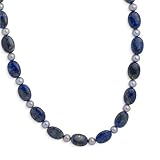 Lapis and Gray Pearl Beaded Necklace