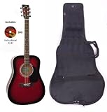 SX Mentor RDS Acoustic Guitar Package, Red with Instructional DVD & Carry Bag Included SX MD160 RDS