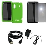 EMPIRE Neon Green Silicone Skin Case Cover + Mirror Screen Protector + Home ....