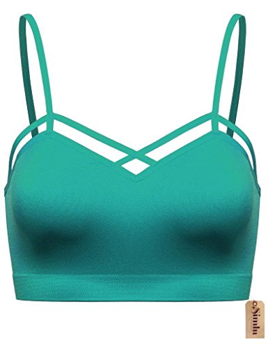 Womens Stretchy Seamless Geometric Bralette Peek-a-Boo Sports Bra, One Size, Teal